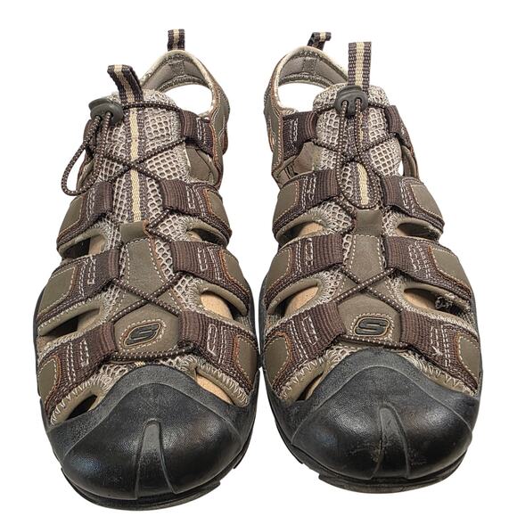 Skechers Men's Size 12 Leather Fisherman's Closed Toe Outdoor Sandals Shoes - Picture 2 of 12